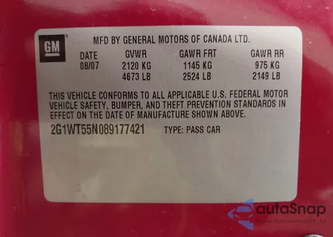 2008 Chevrolet Impala Lt from USA, damaged, VIN 2G1WT55N089177421